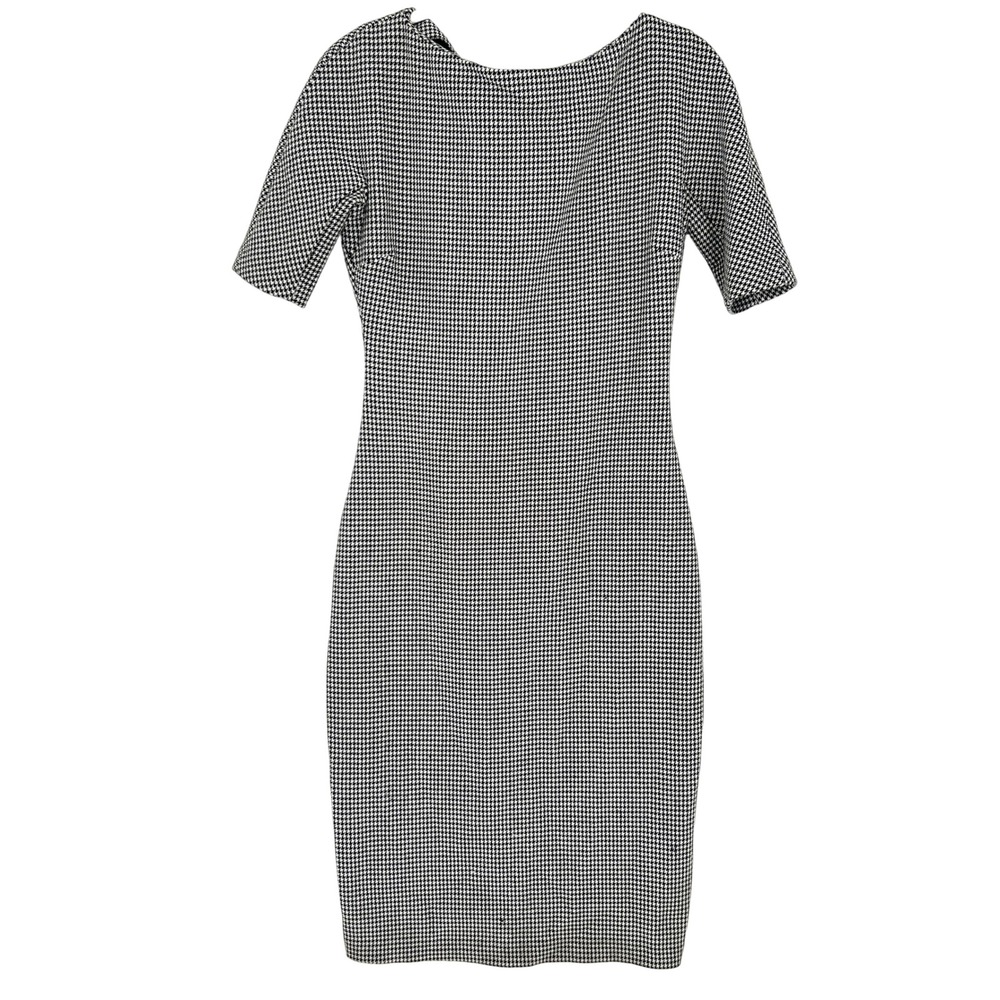 Zara Womens Career Work Office Siren Houndstooth Knit Pencil Sheath Dress Size S